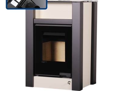 HS Flamingo LEND 11/7 krém ER - teplovodní krbová kamna s 7 kW výměníkem a el. regulací