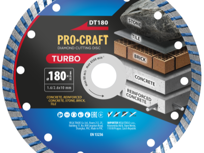 Diamantový řezný kotouč Turbo Procraft DT180