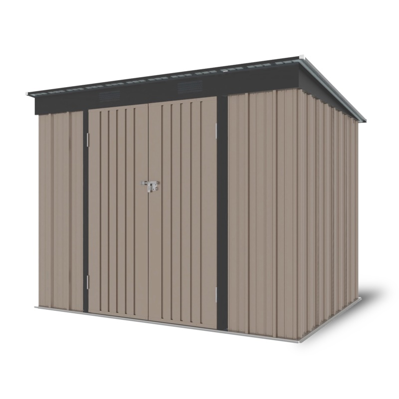 Riwall PRO RMSP 6x8 Brown - zahradní domek kovový 2,4 x 1,8 m s pultovou střechou hnědý