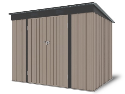 Riwall PRO RMSP 6x8 Brown - zahradní domek kovový 2,4 x 1,8 m s pultovou střechou hnědý