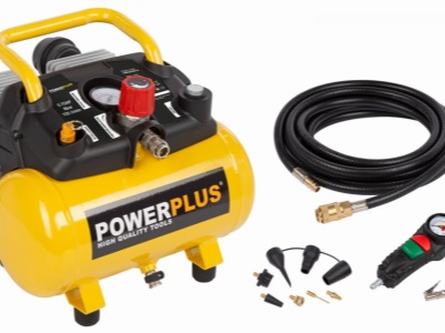 POWX1724S - Kompresor SILENT 550W 6L  plus 10ks přísl. Bezolejový