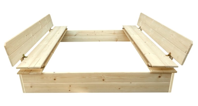 Pískoviště dřevěné čtyřhranné s krytem / lavičkou přírodní