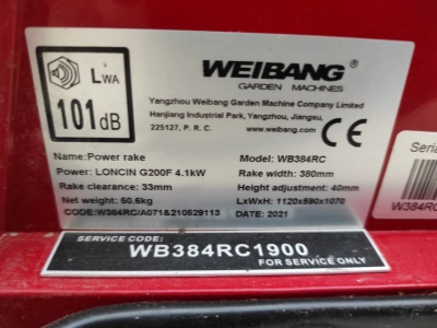 Provzdušňovač trávníků WEIBANG WB 384 RC 