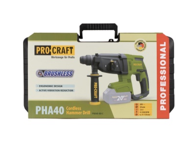 Aku vrtací kladivo  Procraft PHA40bb-c (bez baterie a nabíječky v kufru)