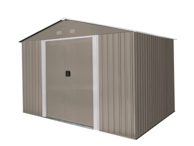 Riwall PRO RMSA 8x10 Brown - zahradní domek kovový 3 x 2,4 m se sedlovou střechou hnědý