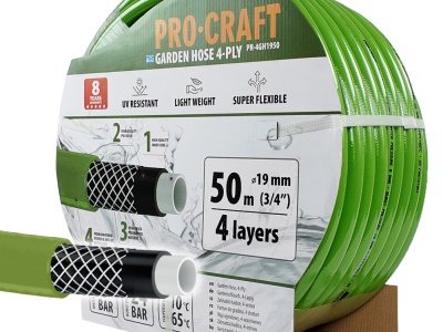 Zelená zahradní hadice Procraft PR-4GH1950 4 vrstvy, 3/4" 50 m