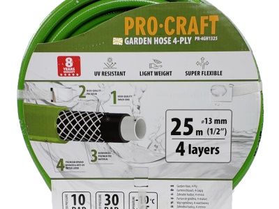 Zelená zahradní hadice Procraft PR-4GH1325 4 vrstvy, 1/2" 25 m