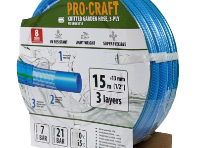 Modrá zahradní hadice Procraft PR-3KGH1315 3 vrstvy, 1/2" 15m