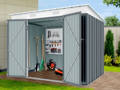 Riwall PRO RMSP 6x8 Anthracite - zahradní domek kovový 2,4 x 1,8 m s pultovou střechou antracit