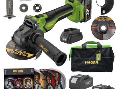 Sada aku úhlová bruska Procraft PGA22 a 3x diamantové kotouče DS3.125 + taška na nářadí + 2x baterie