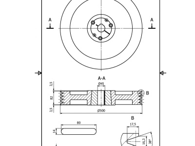 Setrvačník 80kg, pro 4 řemeny 17mm (s krytem)