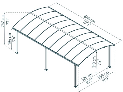 Palram - Canopia Arcadia 6400 - hliníkový (montovaný) přístřešek s obloukovou střechou