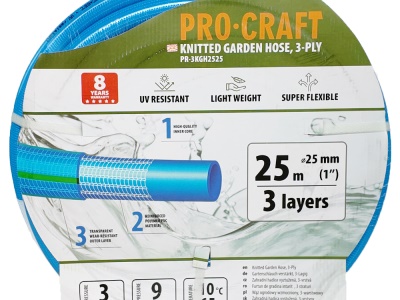 Modrá zahradní hadice Procraft PR-3KGH2525 3 vrstvy, 1" 25 m
