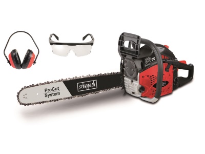 Scheppach BKS 5300 S - řetězová pila s benzinovým motorem 53 cm3 + sluchátka + ochranné brýle