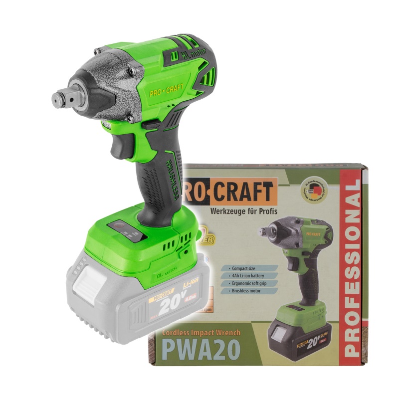 Aku rázový utahovák Procraft PWA20 bez akumulátoru a nabíječky