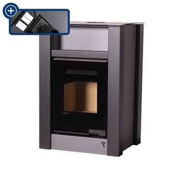 HS Flamingo LEND 11/5 šedá ER - teplovodní krbová kamna s 5 kW výměníkem a el. regulací