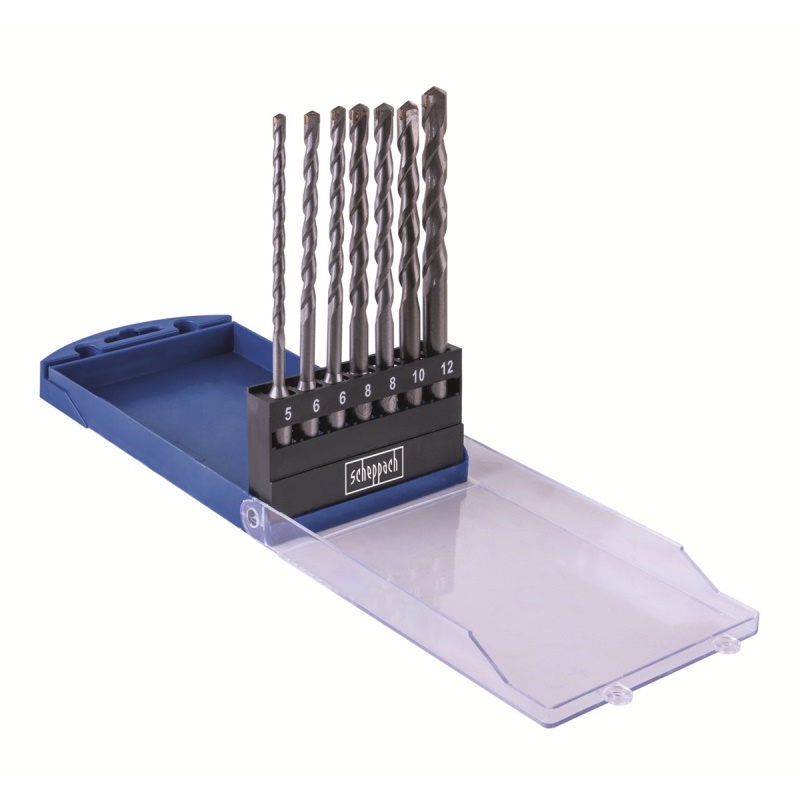 Scheppach Sada 7 vrtáků  SDS Plus - pr. 5/2x6/2x8/10/12 mm