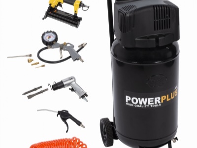 POWX1751 - Kompresor 1100W 50L  plus  9 ks přísl. bezolejový