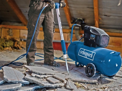 Scheppach HC 120 DC - olejový dvouválcový kompresor 10 bar se vzdušníkem 100 l