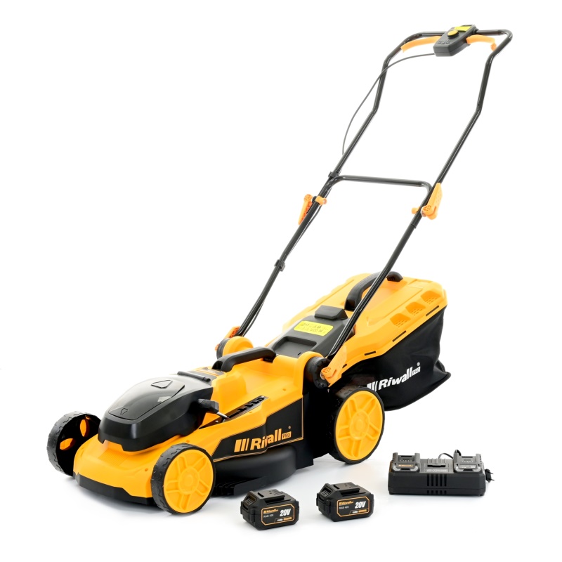 Riwall PRO RALM 4020i SET - akumulátorová sekačka 2 x 20 V + 2x 4 Ah baterie + duální rychlonabíječka 4,5 A