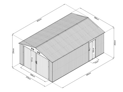 Riwall PRO RMCG 20x13 Anthracite - kovová garáž 3,8 x 6 m se sedlovou střechou Antracit
