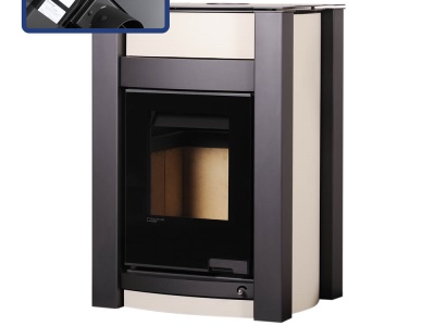 HS Flamingo KALMAR 11/5 krém ER - teplovodní krbová kamna s 5 kW výměníkem a el. regulací