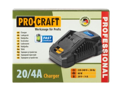 Nabíječka pro 20V Li-ion baterie Procraft 20/4А Fast Charge
