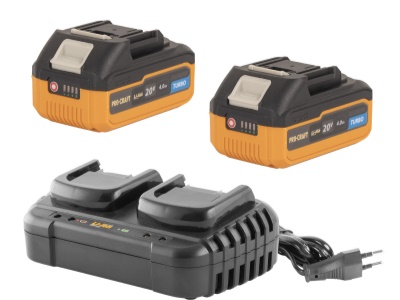 Sada dvě baterie 20V 4Ah Procraft 20/4 Turbo a nabíječka na dvě baterie 20/2