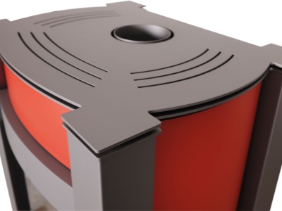 HS Flamingo KALMAR 11/7 červená ER - teplovodní krbová kamna s 7 kW výměníkem a el. regulací