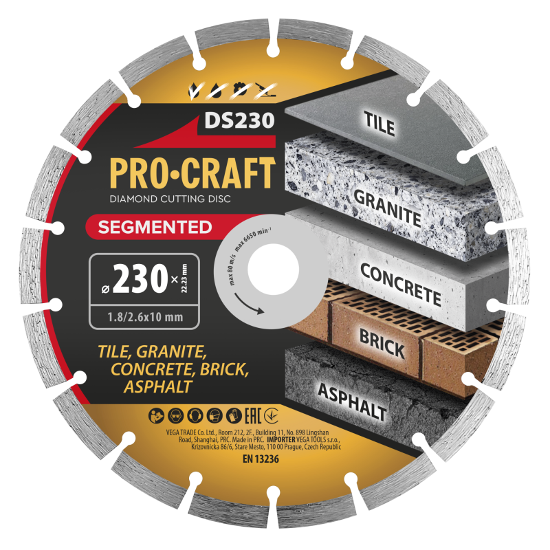 Diamantový řezný kotouč Segmented Procraft DS230