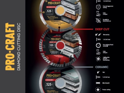 Sada úhlová bruska Procraft PW1050 a 3x diamantové kotouče DS3.125 + 2x hrncové kotouče
