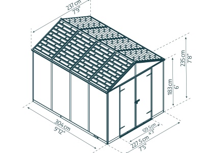 Palram - Canopia Rubicon 8' x 10' antracit - heavy duty prostorný zahradní domek