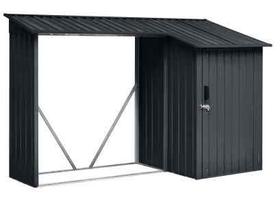 Riwall PRO RMWS 3x9 Anthracite - přístřešek na dřevo s kůlnou 2,7 x 1,6 m s pultovou střechou antracit