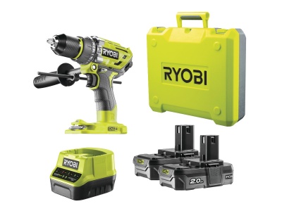 Ryobi R18PD7-220B - aku 18 V bezuhlíková příklepová vrtačka + 2x 2Ah baterie + nabíječka ONE+