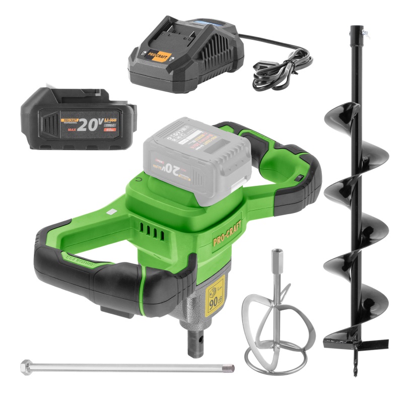 Sada aku zenmí(půdní) vrták Procraft PMA20 + baterie 20/4C a nabíječka 20/2.4a