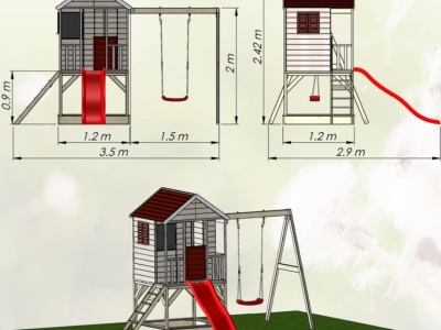 Domeček dětský dřevěný Veranda s houpačkou