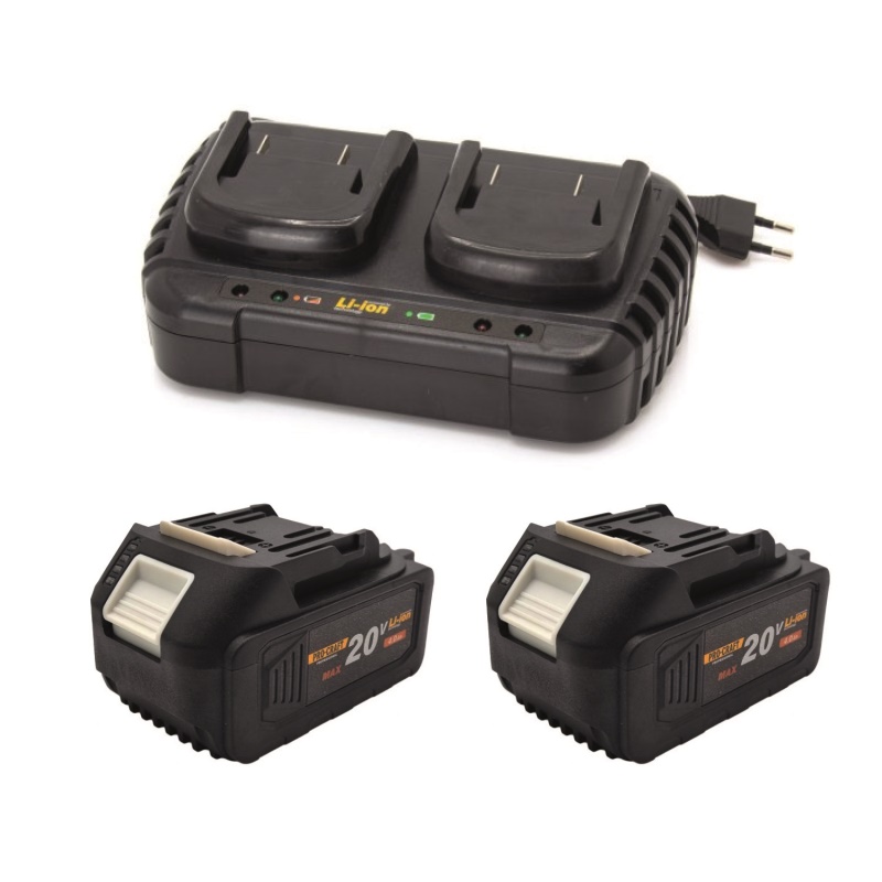 Sada dvě baterie 20V 4Ah Procraft 20/4 a nabíječka na dvě baterie 20/2