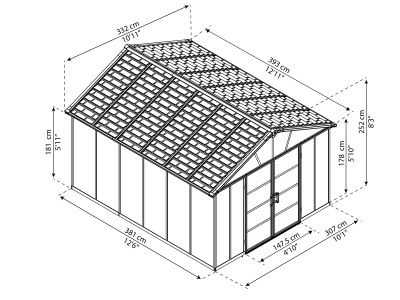 Palram - Canopia Rozšiřovací modul 11x4,1 pro domky série Yukon 11 (antracit)