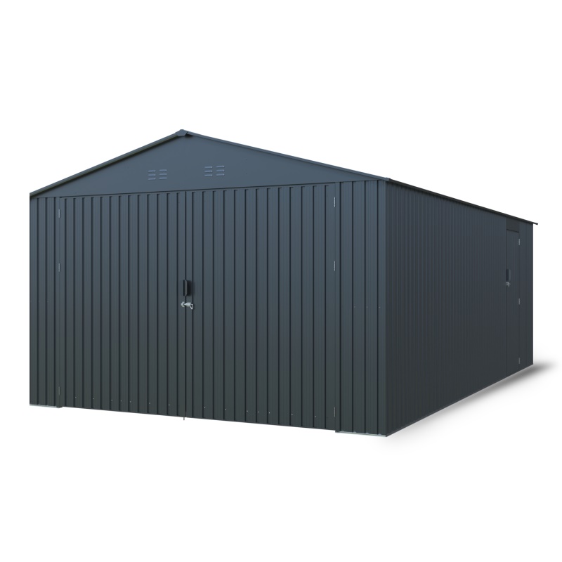 Riwall PRO RMCG 20x13 Anthracite - Kovová garáž 3,8 x 6 m se sedlovou střechou Antracit