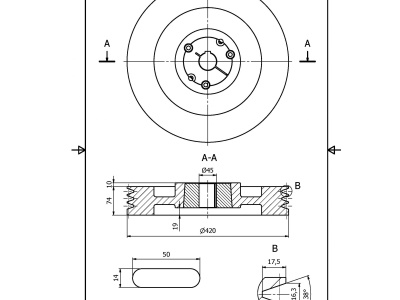 Setrvačník 55kg, pro 3 řemeny 17mm (s krytem)