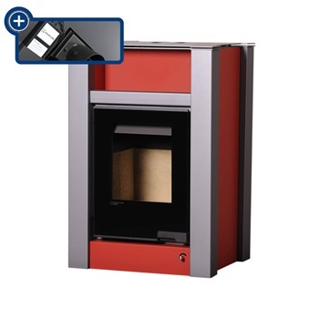 HS Flamingo LEND 11/7 červená ER - teplovodní krbová kamna s 7 kW výměníkem a el. regulací