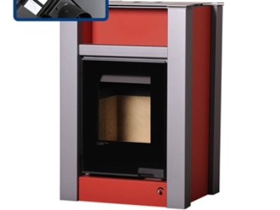 HS Flamingo LEND 11/7 červená ER - teplovodní krbová kamna s 7 kW výměníkem a el. regulací