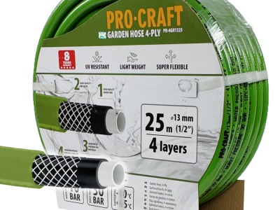 Zelená zahradní hadice Procraft PR-4GH1325 4 vrstvy, 1/2" 25 m