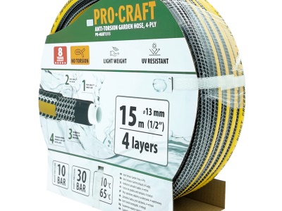 Černo-žlutá zahradní hadice Procraft PR-4KAT1315