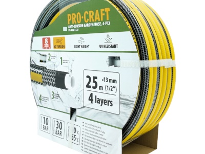 Černo-žlutá zahradní hadice Procraft PR-4KAT1325