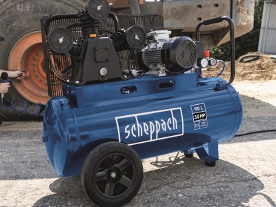 Scheppach HC 550 tc - olejový tříválcový řemenový kompresor 100 l