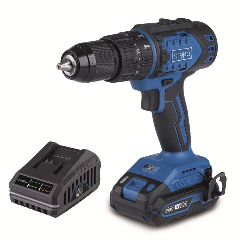 Scheppach BC-CD60-X-SET S - 20 V IXES aku příklepový vrtací šroubovák + 2Ah baterie + nabíječka 2,4 A