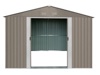 Riwall PRO RMSA 8x10 Brown - zahradní domek kovový 3 x 2,4 m se sedlovou střechou hnědý