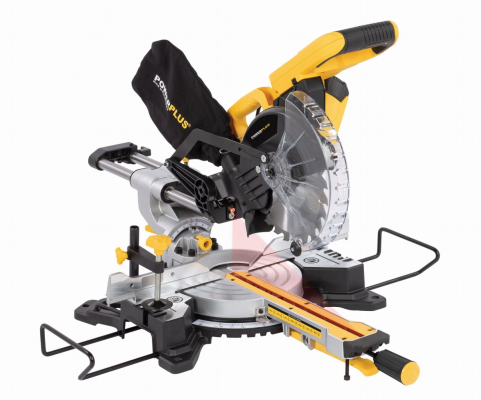 POWX075720DB - Pokosová pila s potahem a oboustranným náklonem 1 600W / 210mm