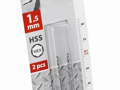 KRT011301 - 2 ks HSS Vrtáků do kovu HEX 1.5 x 61 mm